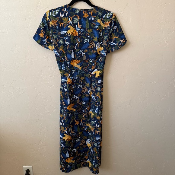 J. Crew Floral Midi Dress - Navy and Orange - Picture 6 of 6